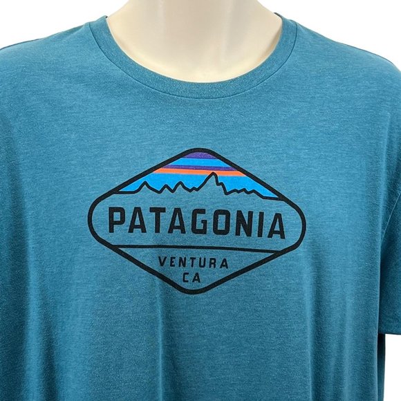 Patagonia Blue Short Sleeve Tee with Black Logo - Picture 1 of 7